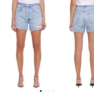 Agolde- Riley organic cotton denim shorts